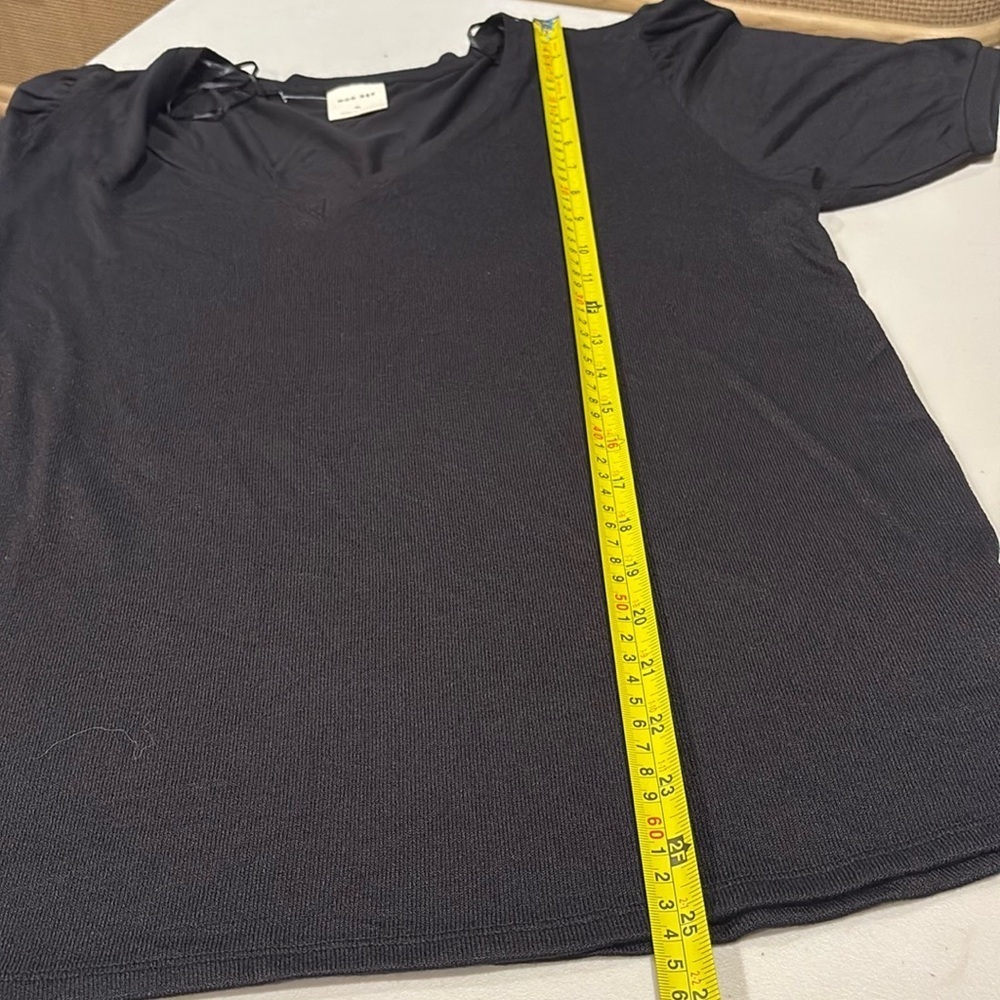 Mod Ref - Women's V-Neck Puff Sleeve Shirts. Size XL. Light Blue and black. NWT - Picture 11 of 11
